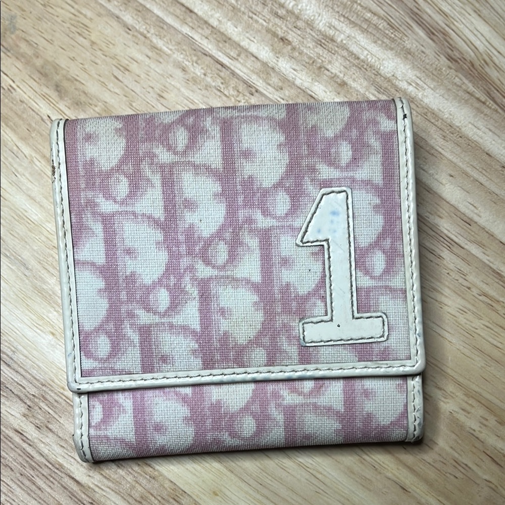 Dior Pink and Cream Canvas Wallet